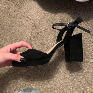 All black chunky heels